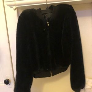 Black furry jacket